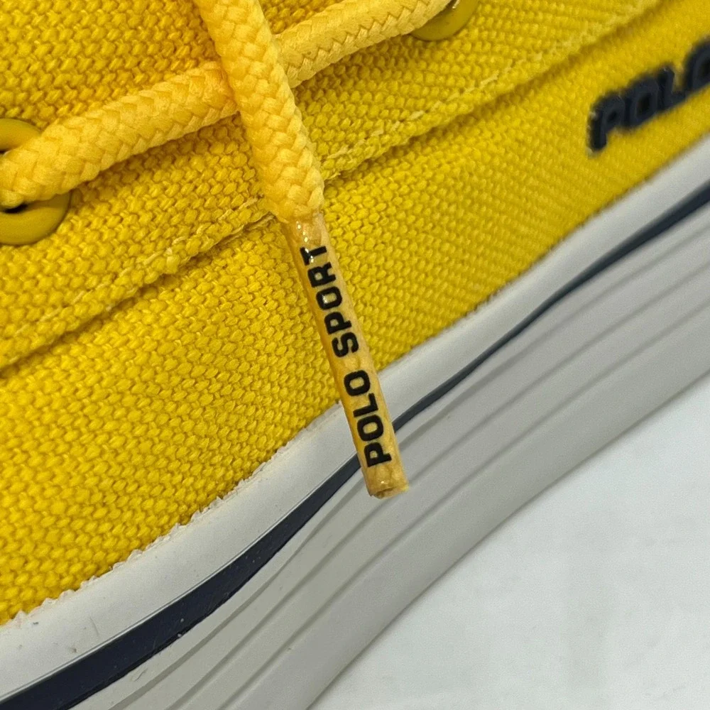 Polo Sport Ralph Lauren Canvas Boat Shoes Yellow &‎ Navy Women's US 8B VTG NEW